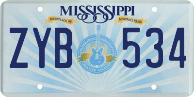 MS license plate ZYB534