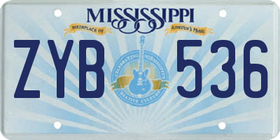 MS license plate ZYB536