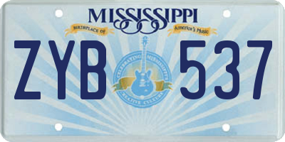 MS license plate ZYB537