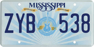 MS license plate ZYB538