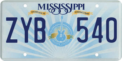 MS license plate ZYB540