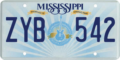 MS license plate ZYB542