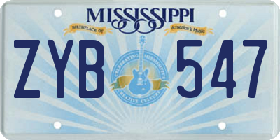 MS license plate ZYB547