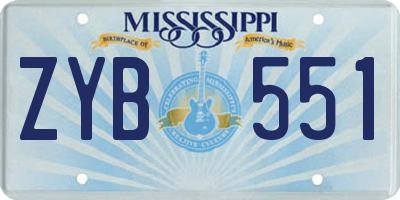 MS license plate ZYB551