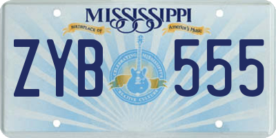 MS license plate ZYB555