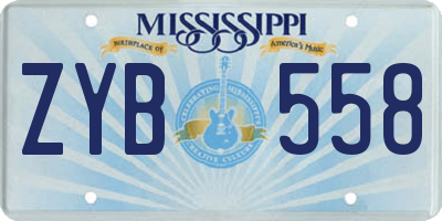MS license plate ZYB558