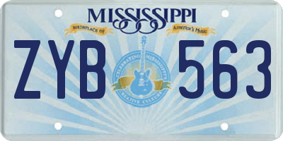 MS license plate ZYB563