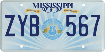 MS license plate ZYB567