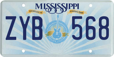 MS license plate ZYB568