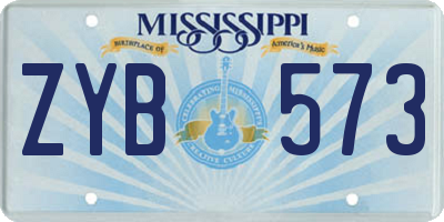 MS license plate ZYB573