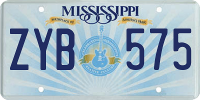 MS license plate ZYB575