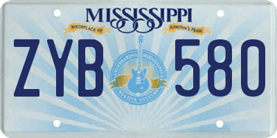 MS license plate ZYB580
