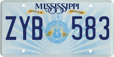 MS license plate ZYB583