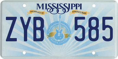MS license plate ZYB585