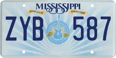 MS license plate ZYB587