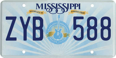MS license plate ZYB588