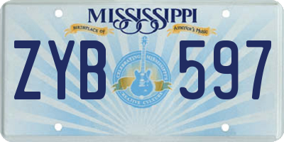 MS license plate ZYB597