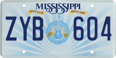 MS license plate ZYB604