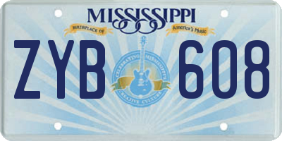 MS license plate ZYB608