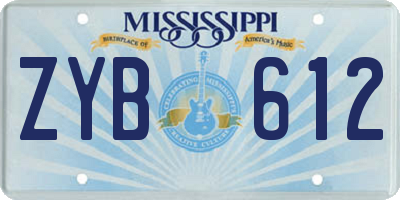 MS license plate ZYB612