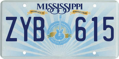 MS license plate ZYB615