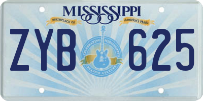 MS license plate ZYB625
