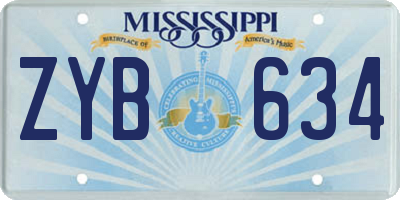 MS license plate ZYB634