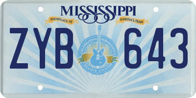 MS license plate ZYB643