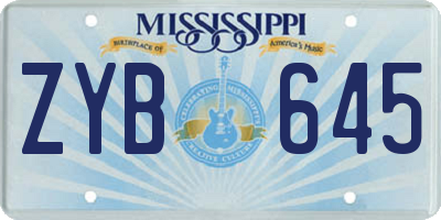 MS license plate ZYB645