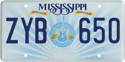 MS license plate ZYB650