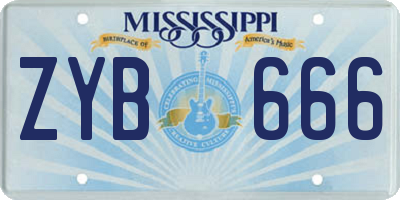 MS license plate ZYB666