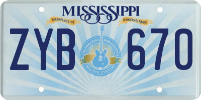 MS license plate ZYB670