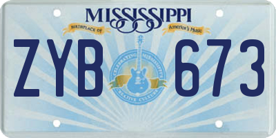 MS license plate ZYB673