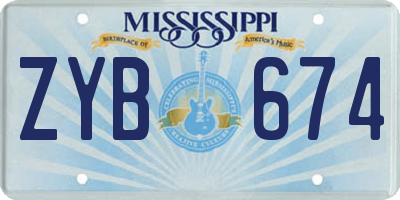 MS license plate ZYB674