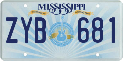 MS license plate ZYB681