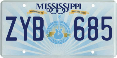 MS license plate ZYB685
