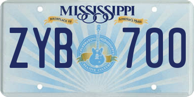 MS license plate ZYB700