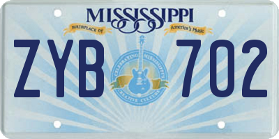 MS license plate ZYB702