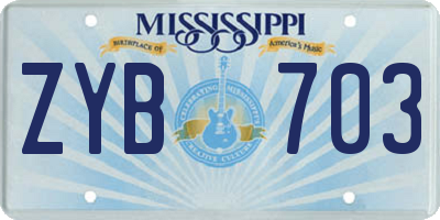 MS license plate ZYB703