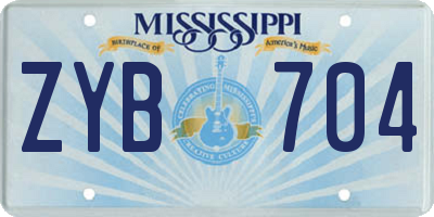 MS license plate ZYB704