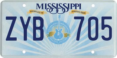 MS license plate ZYB705