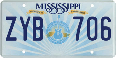 MS license plate ZYB706