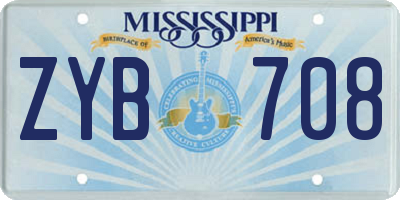 MS license plate ZYB708