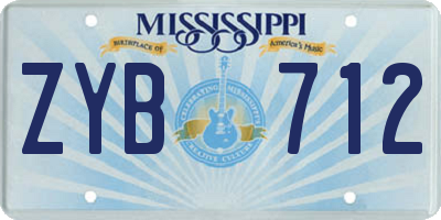 MS license plate ZYB712