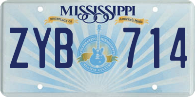 MS license plate ZYB714