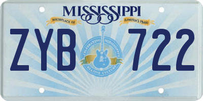 MS license plate ZYB722