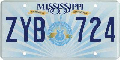 MS license plate ZYB724