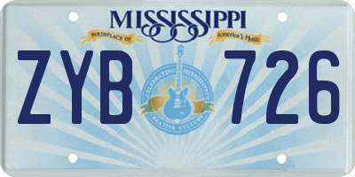 MS license plate ZYB726