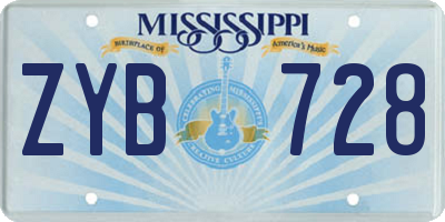 MS license plate ZYB728