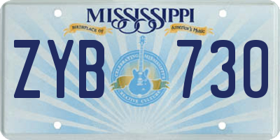 MS license plate ZYB730